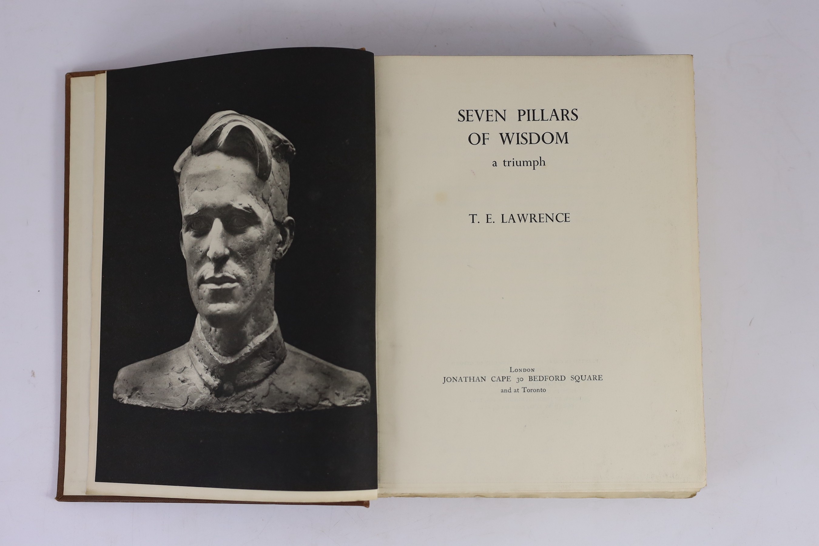 Lawrence, T.E - Seven Pillars of Wisdom. 4to, cloth, Jonathan Cape, London, 1935; Wilson, Arnold - S.W. Persia, A Political Officer’s Diary 1907-1914, 8vo, cloth, 1941 and Moberly, Frederick James (Brig,-Gen.) - Operatio